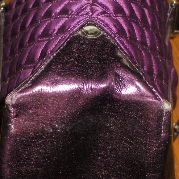 Marc Jacobs Tote Bag Quilted Purple Flawed Handles - Picture 14 of 15